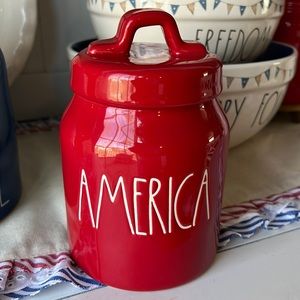 Rae Dunn small baby red canister AMERICA
